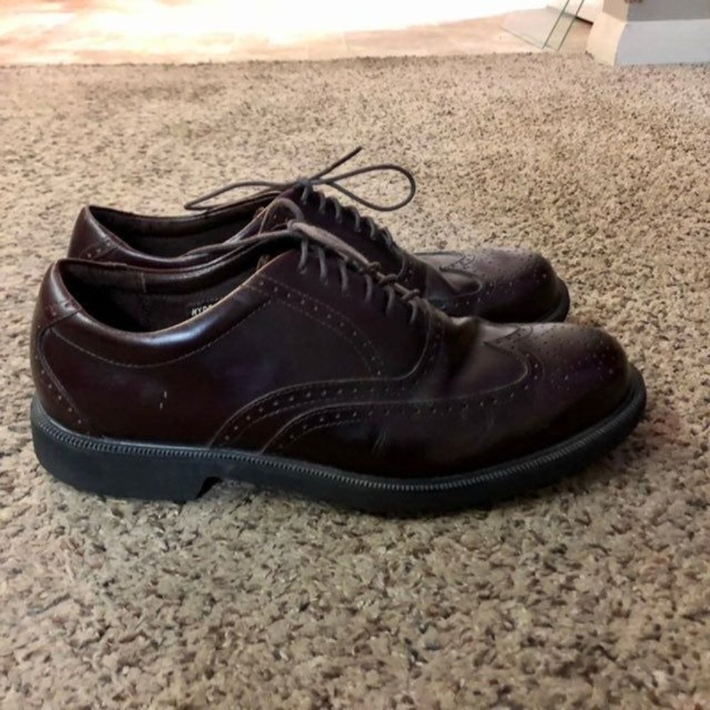 Rockport Leather Wingtip Oxford Shoes Mens 9M Waterproof Burgundy
